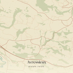 Fototapeta premium Vintage map of Avressieux, France.