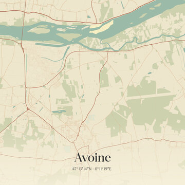Vintage map of Avoine, France.