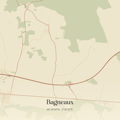 Vintage map of Bagneaux, France. © Rezona