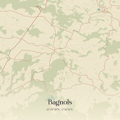 Fototapeta premium Vintage map of Bagnols, France.