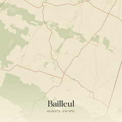 Obraz premium Vintage map of Bailleul, France.