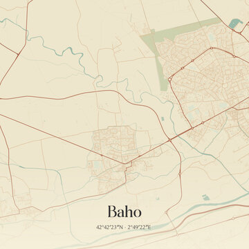 Vintage map of Baho, France.