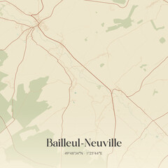 Obraz premium Vintage map of Bailleul-Neuville, France.