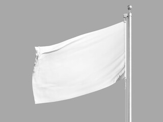 White Blank Flag Mockup in Flag Pole