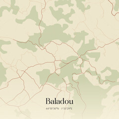 Fototapeta premium Vintage map of Baladou, France.