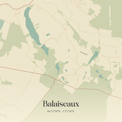Fototapeta premium Vintage map of Balaiseaux, France.