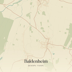Fototapeta premium Vintage map of Baldenheim, France.