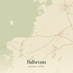 Fototapeta premium Vintage map of Balbronn, France.