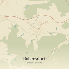 Fototapeta premium Vintage map of Ballersdorf, France.