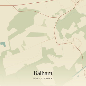 Vintage map of Balham, France.
