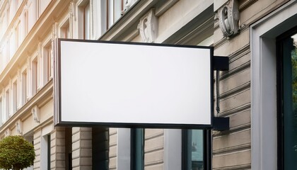Vibrant Urban Canvas Striking Signboard Poster Mockup on a Modern Building Facade, Ready for Your Brands Dazzling Display
