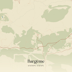 Obraz premium Vintage map of Bargème, France.