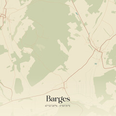 Obraz premium Vintage map of Barges, France.