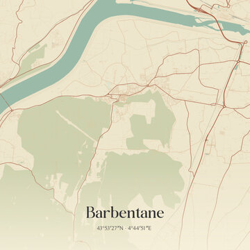 Vintage map of Barbentane, France.