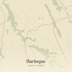 Obraz premium Vintage map of Barinque, France.