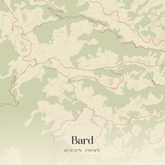 Obraz premium Vintage map of Bard, France.