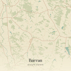 Fototapeta premium Vintage map of Barran, France.