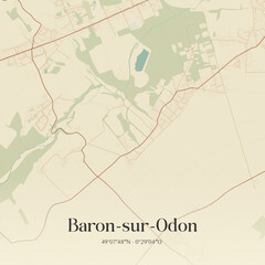 Fototapeta premium Vintage map of Baron-sur-Odon, France.