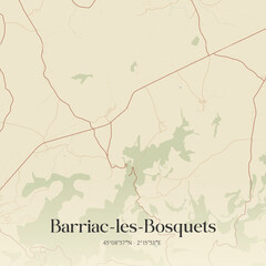 Obraz premium Vintage map of Barriac-les-Bosquets, France.