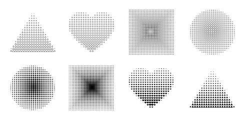 Set of vector Halftone with various geometric shapes.