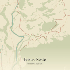 Fototapeta premium Vintage map of Bazus-Neste, France.