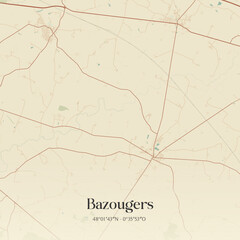 Fototapeta premium Vintage map of Bazougers, France.