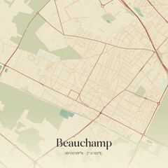Obraz premium Vintage map of Beauchamp, France.