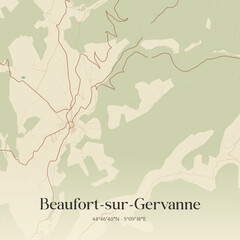 Obraz premium Vintage map of Beaufort-sur-Gervanne, France.