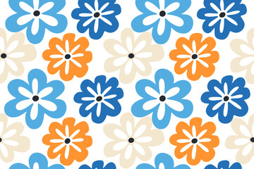 Colorful abstract flower art seamless pattern