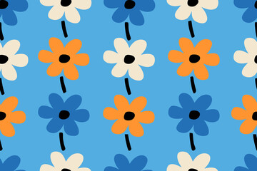 Colorful abstract flower art seamless pattern