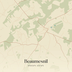 Vintage map of Beaumesnil, France.