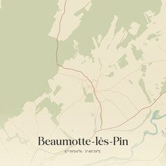 Obraz premium Vintage map of Beaumotte-lès-Pin, France.