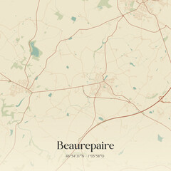 Obraz premium Vintage map of Beaurepaire, France.