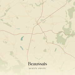 Fototapeta premium Vintage map of Beaussais, France.
