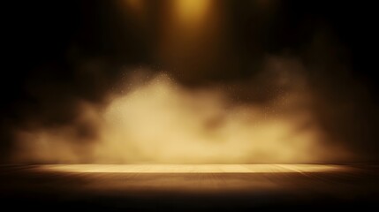 Obraz premium Sophisticated Abstract Stage with Swirling Warm-Toned Smoke and Theatrical Spotlights