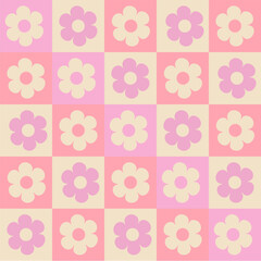 Pastel Checkered Floral Pattern