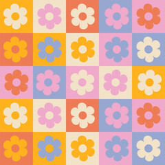 Pastel Checkered Floral Pattern