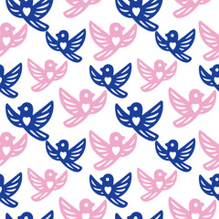 Pastel Birds Seamless Pattern