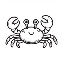 Black and white cartoon of a crab suitable for educational materials, childrens books, seafood restaurant menus, and oceanthemed designs. coloring book