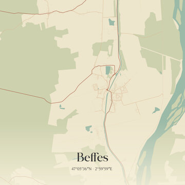 Vintage map of Beffes, France.