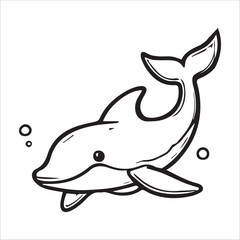 Simple line drawing of a dolphin suitable for marinethemed designs, coloring book, childrens illustrations, educational materials, and aquatic conservation campaigns.