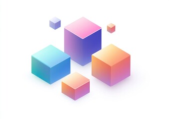Colorful isometric cubes, abstract design.