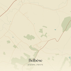 Fototapeta premium Vintage map of Belbèse, France.