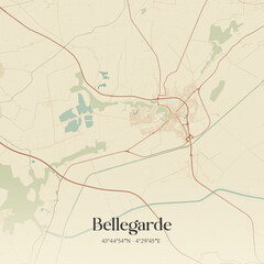 Fototapeta premium Vintage map of Bellegarde, France.