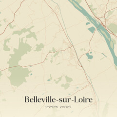 Vintage map of Belleville-sur-Loire, France.