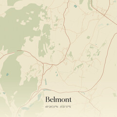 Fototapeta premium Vintage map of Belmont, France.