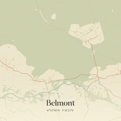 Fototapeta premium Vintage map of Belmont, France.