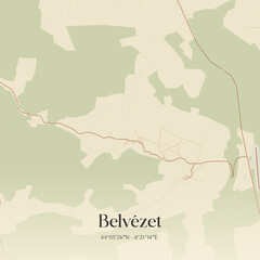 Fototapeta premium Vintage map of Belvézet, France.