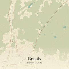 Obraz premium Vintage map of Benais, France.