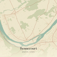 Obraz premium Vintage map of Bennecourt, France.